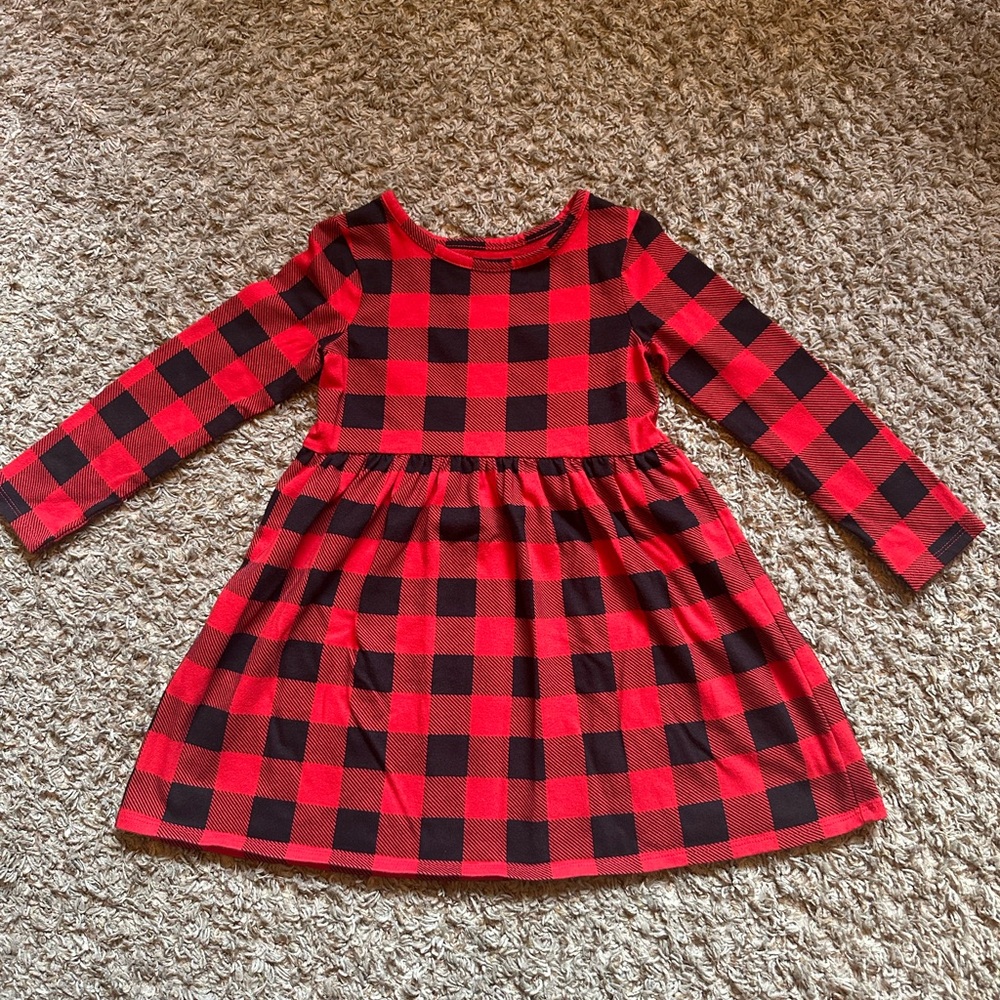 Girl’s Cat & Jack Plaid Dress; Red/Black; Size 5T